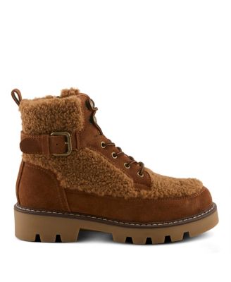 Namiko Suede and Sherpa Bootie with Faux Fur Lining and Lug Sole