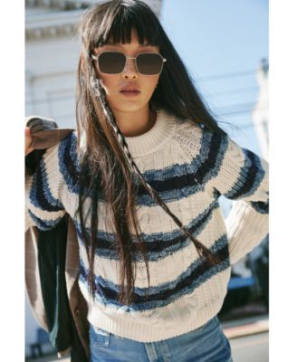Women's Frankie Striped Cotton Cable Knit Sweater