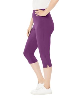 Plus Size Within Stretch-Cotton Knit Pull-On Capri Leggings