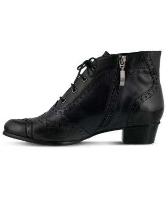 Heroic Colorblock Leather Bootie with Brogue Detailing and Inside Zipper