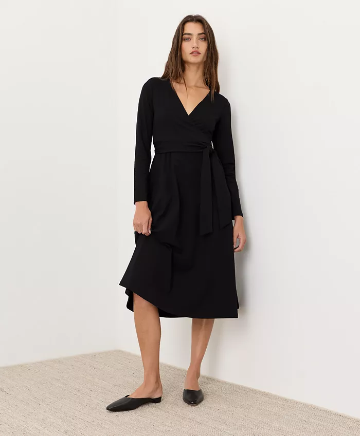 Women's Fit & Flare Wrap Dress Made With Organic Cotton