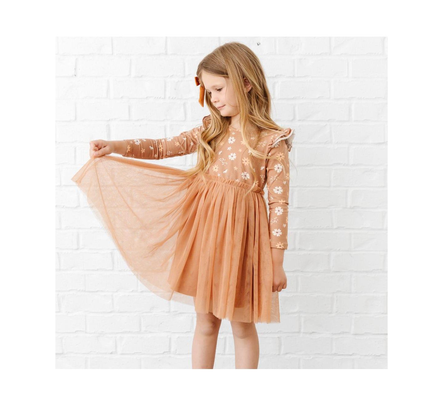 Платье Sweet Wink Ditsy Fall Floral Long Sleeve Tutu Dress для девочек, цвет: Разноцветный — фото 4