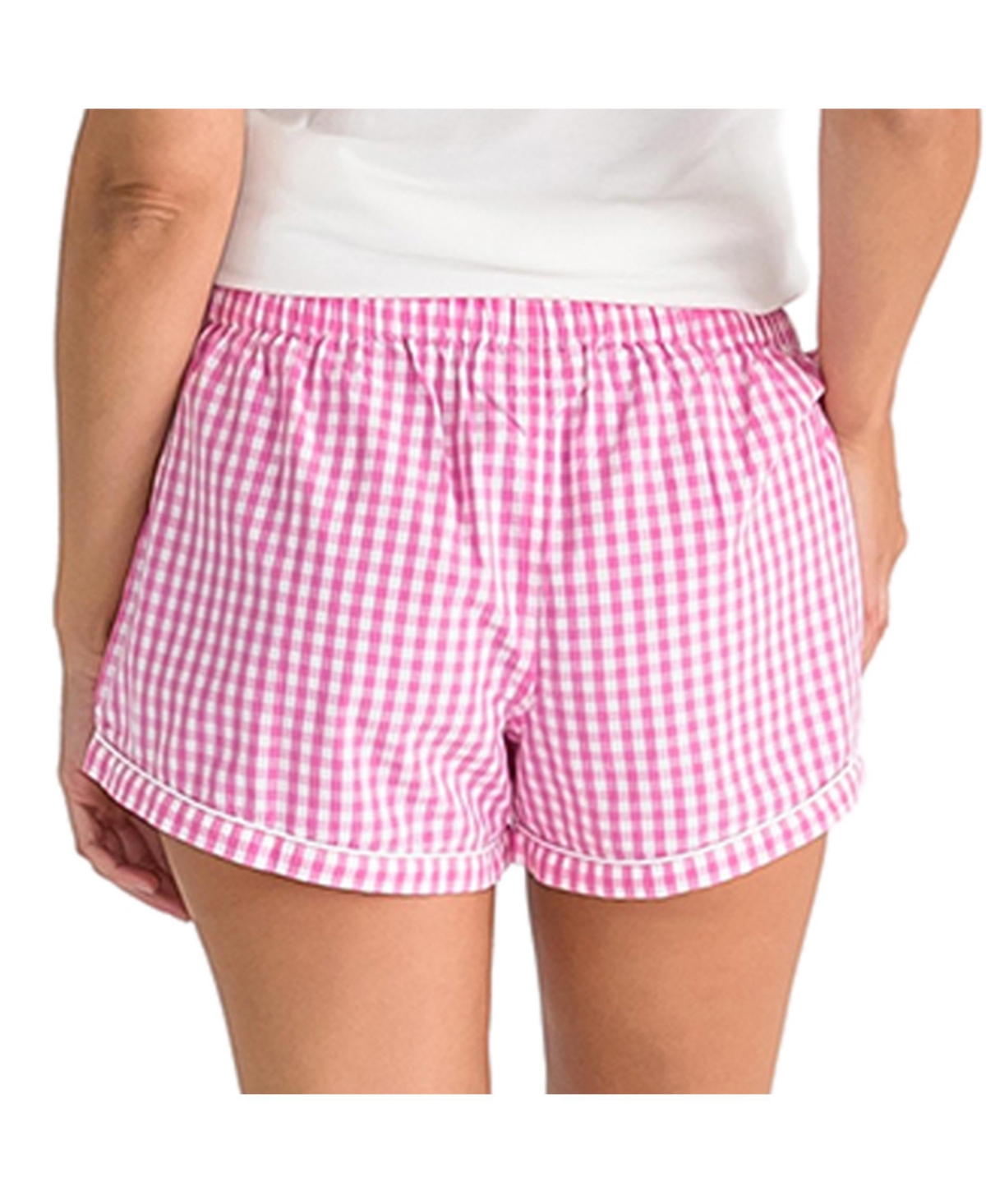 Sant and Abel Women's Hepburn Gingham Pink Boxer Shorts