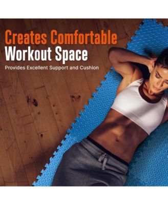 EVA Foam Interlocking Tiles - Thick Puzzle Exercise Mat 50 Pcs Non-Skid Protective Flooring for Gym Workouts, Blue
