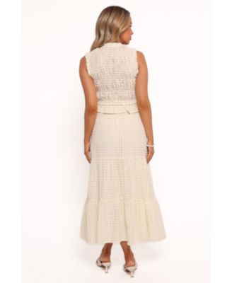 Women's Farica Gingham Midi Skirt - Cream