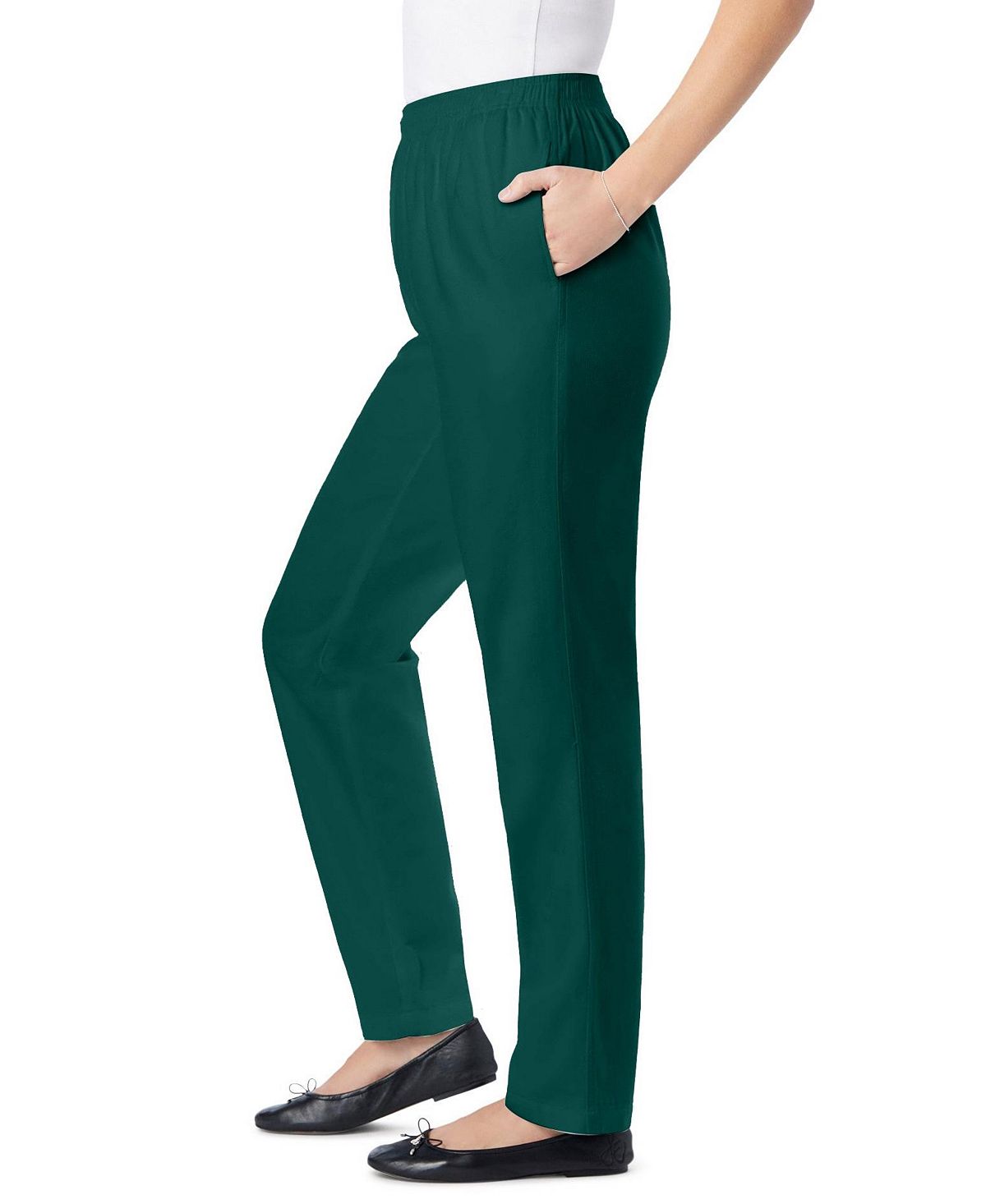 Woman Within Women's Plus Size Tall Straight-Leg All-Cotton Denim Pull-On 7-Day Elastic-Waist Jeans view 2 — MAYCSS fashion products
