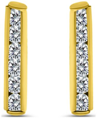 Cubic Zirconia Set Bar Post Earrings (5/8 ct. t.w.) in 18K Gold Over Sterling Silver, Macy's Exclusive