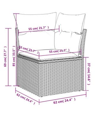 Garden Sofa Black PE Rattan, Powder-Coated Steel, Polyester Compact