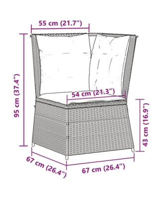 Patio Sofa Gray, Navy Blue PE Rattan, Powder-Coated Steel Medium