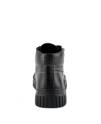 LOEVA Leather High-Top Sneaker Boot with Removable Insole and Zipper Access