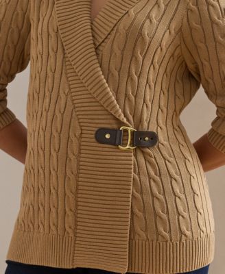 Plus Size Long-Sleeve Buckled Sweater