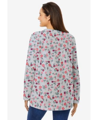 Plus Size Perfect Printed Long-Sleeve Crewneck Tee