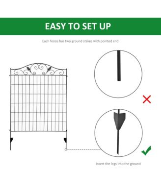 Backyard Garden Decorative Fencing with 4 Panels and Steel Wire Frame