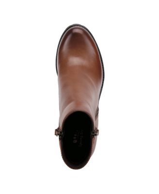 DEALEY Leather Booties with Double Zippers and Lug Platform Sole