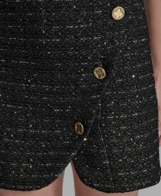 Women's Textured Tweed Asymmetrical Sheath Dress