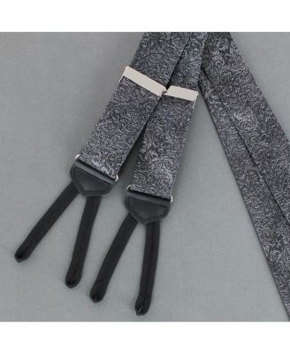 Men's Esteban Scrolling Vines Tone on Tone Patterned Silk Formal End Brace