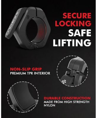 Barbell Clamps,2-Inch Olympic Barbell Clips with Anti-Slip TPR Lining and Quick Release for Home and Gym Use, (Red)