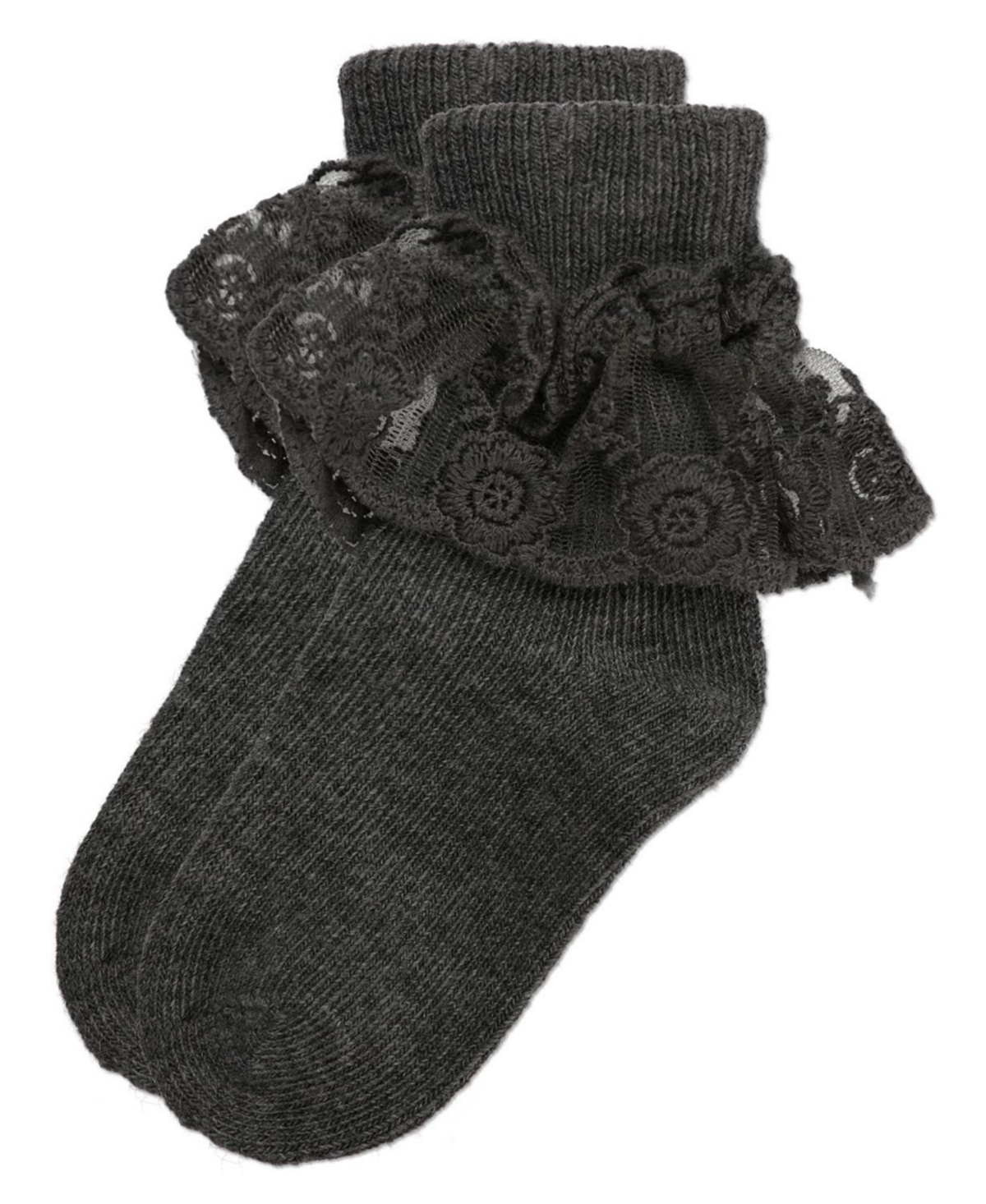 Memoi Girls' Layered Lace Cotton Blend Anklet Socks