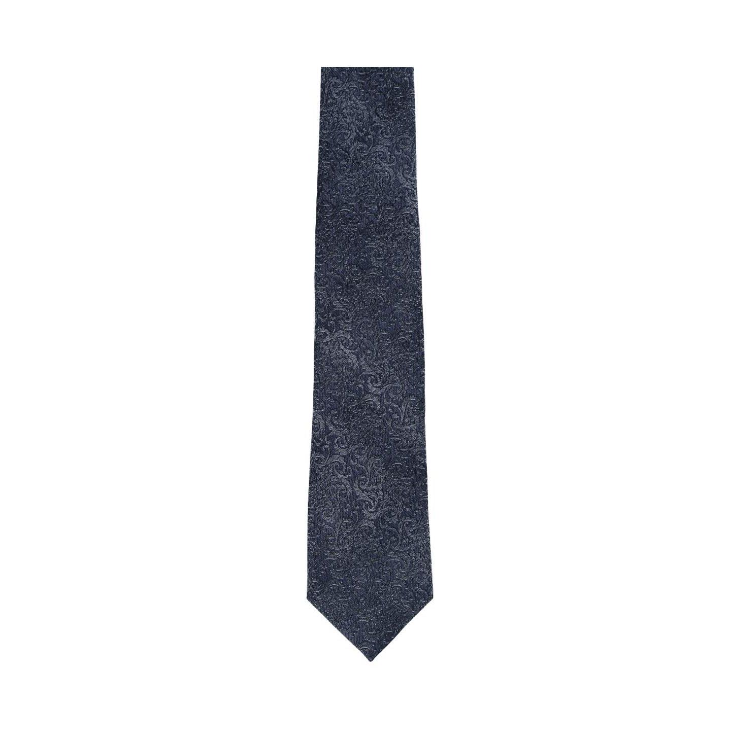 Мужские галстуки TRAFALGAR Esteban Scrolling Vines Tone on Tone Patterned Silk Necktie, цвет: Серебристый / Чёрный — фото 2