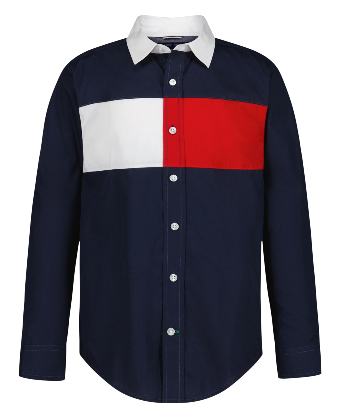 Tommy Hilfiger Kids' Boys 2t-7 Chest Flag Point Collar Shirt In Blue