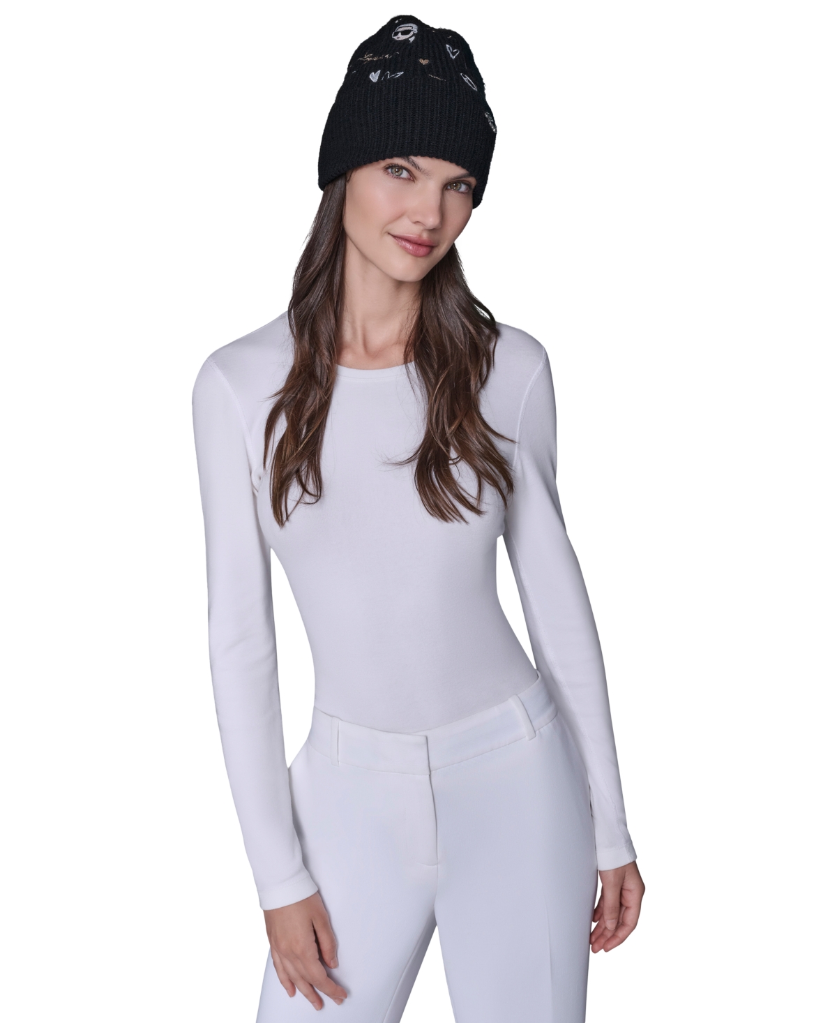 Karl Lagerfeld Paris Women's Embroidered Beanie