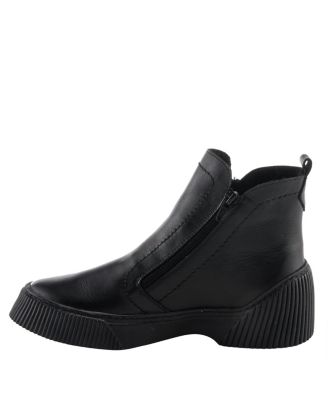 Kelko Leather Bootie with Decorative Zipper, Removable Insole, and Sporty Sole
