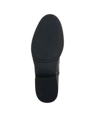 Hightail Knee-High Leather Boot with Calf Elastic Gore and Low Stacked Heel