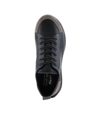 Angolan Leather and Suede Sport-Inspired Shoe with Removable Insole and Elevated Sole