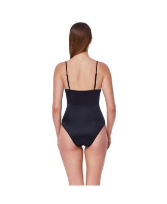 Womens Mademoiselle V Neck Ruched One Piece