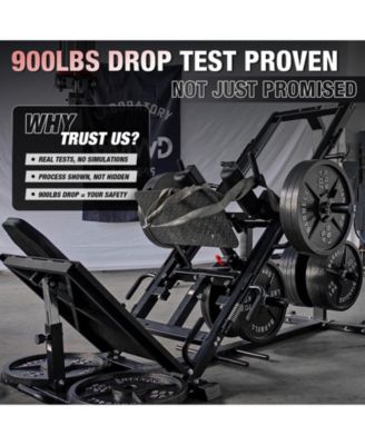 Leg Press Hack Squat Machine Combo, Leg Exercise Machine with Linear Bearing, 45-Degree Lower Body Special with Weight Storage for Quads, Hamstring, Glutes, Calves