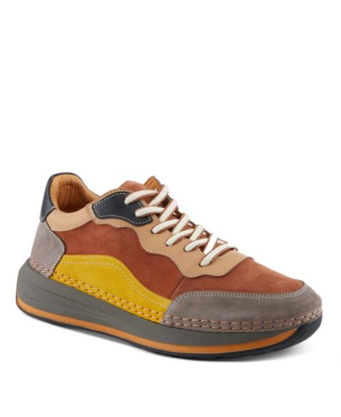 Женские кроссовки Spring Step Booker Fashion Sneaker with Leather Upper, цвет: Верблюжий разноцветный замшевый