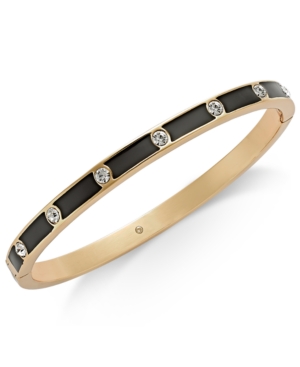KATE SPADE GOLD-TONE CRYSTAL ENAMEL HINGED BANGLE BRACELET