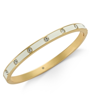 KATE SPADE KATE SPADE NEW YORK GOLD-TONE CRYSTAL ENAMEL HINGED BANGLE BRACELET