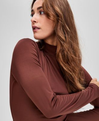 Women's Mock-Neck Jersey Long-Sleeve Top, Macy's Exclusive