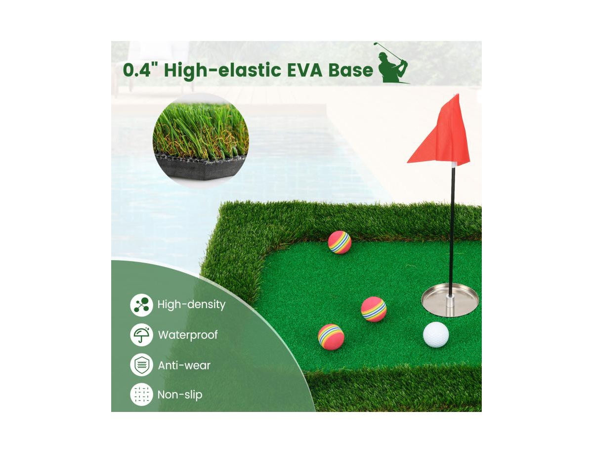 Floating Golf Green Set with 6 Balls and Flag for Pool or Backyard Practice