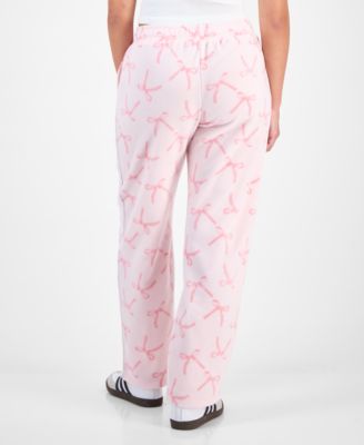 Juniors' Paris Bow-Print Fleece Sweatpants