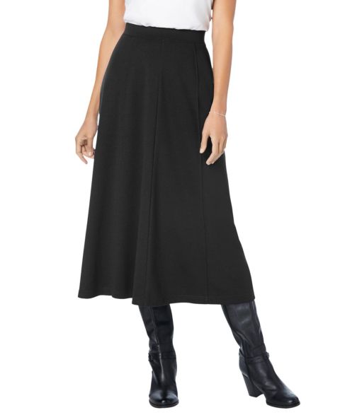 Женская юбка Woman Within Plus Size Ponte Knit A-Line, цвет: Чёрный