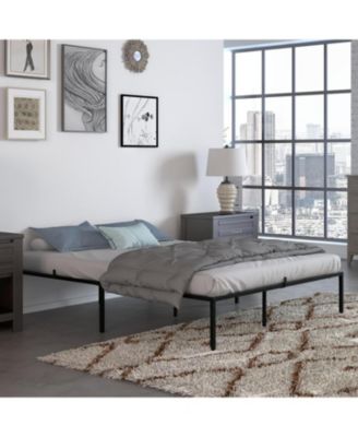 14 Inch Metal Queen Bed Frame with Rounded Corner, Heavy Duty Non-Slip Bed Frame with Steel Slats, No Box Spring Required Noise-Free Easy Assembly, 9-Leg Bed Base, Black