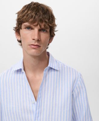 Men's Regular-Fit Striped Cotton-Linen Shirt