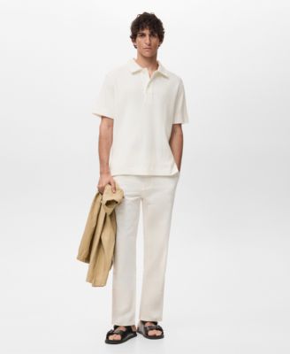 MANGO - Men's Textured Knitted Polo Shirt