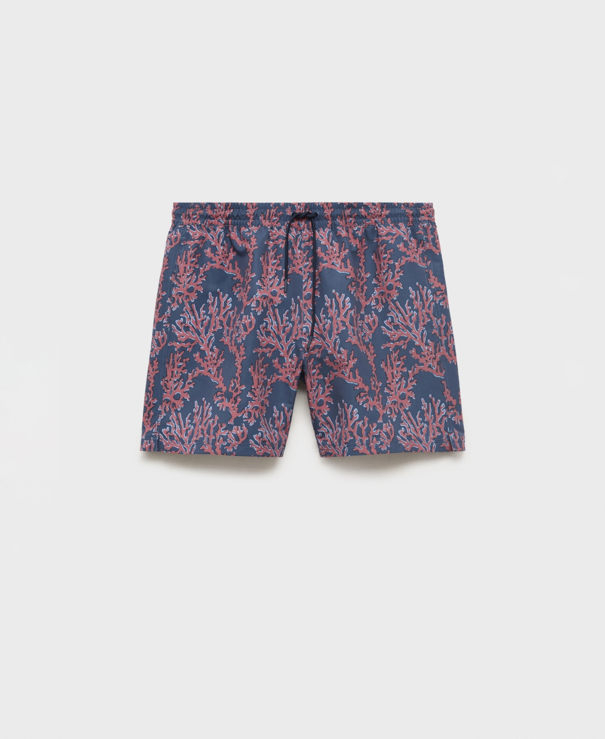 Mango Coral Print Swim Trunks In Red