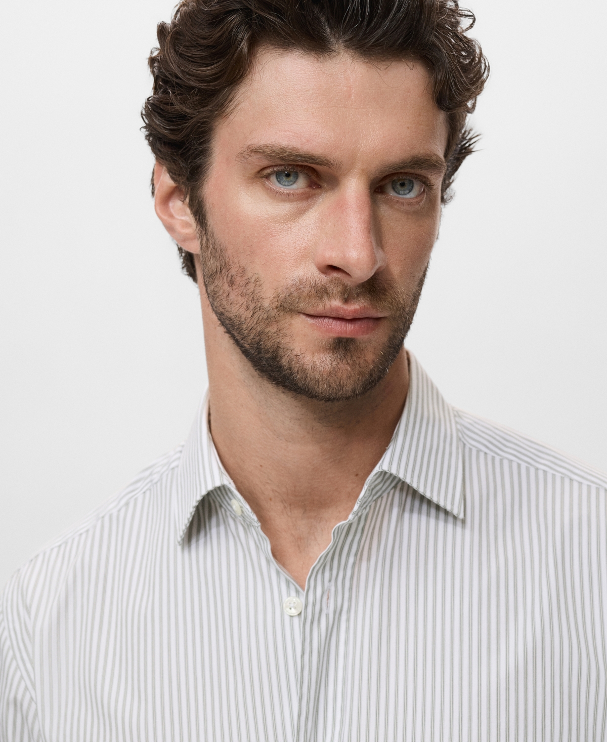 Mango Men's Regular Fit Striped Cotton Shirt