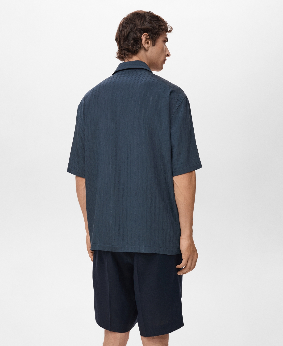 Mango Men's Striped Embroidered Shirt In Blue