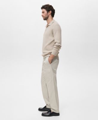 Men's Cotton-Blend Ribbed Polo Sweater