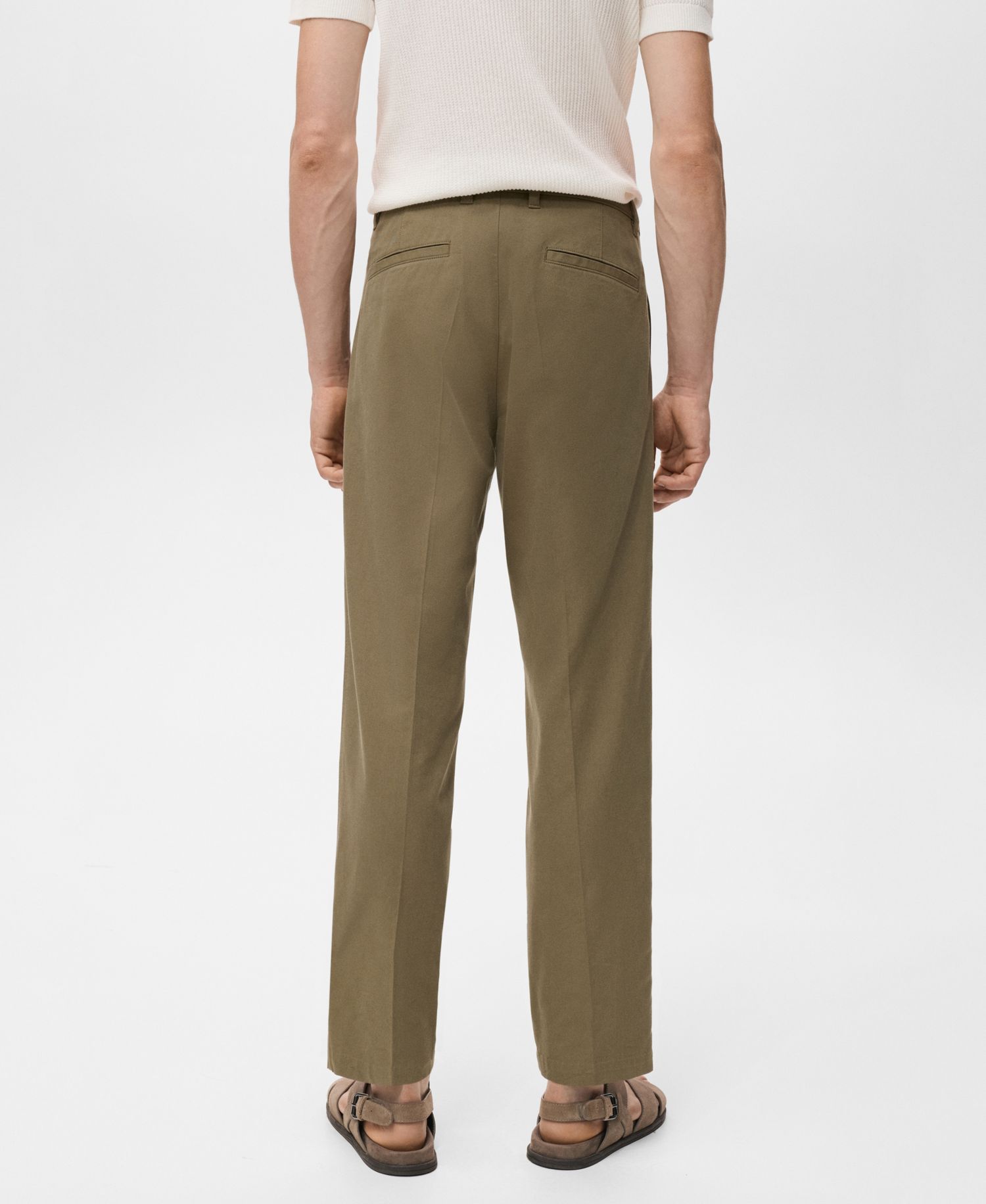 Men's Cotton-Blend Straight-Leg Pleated Pants