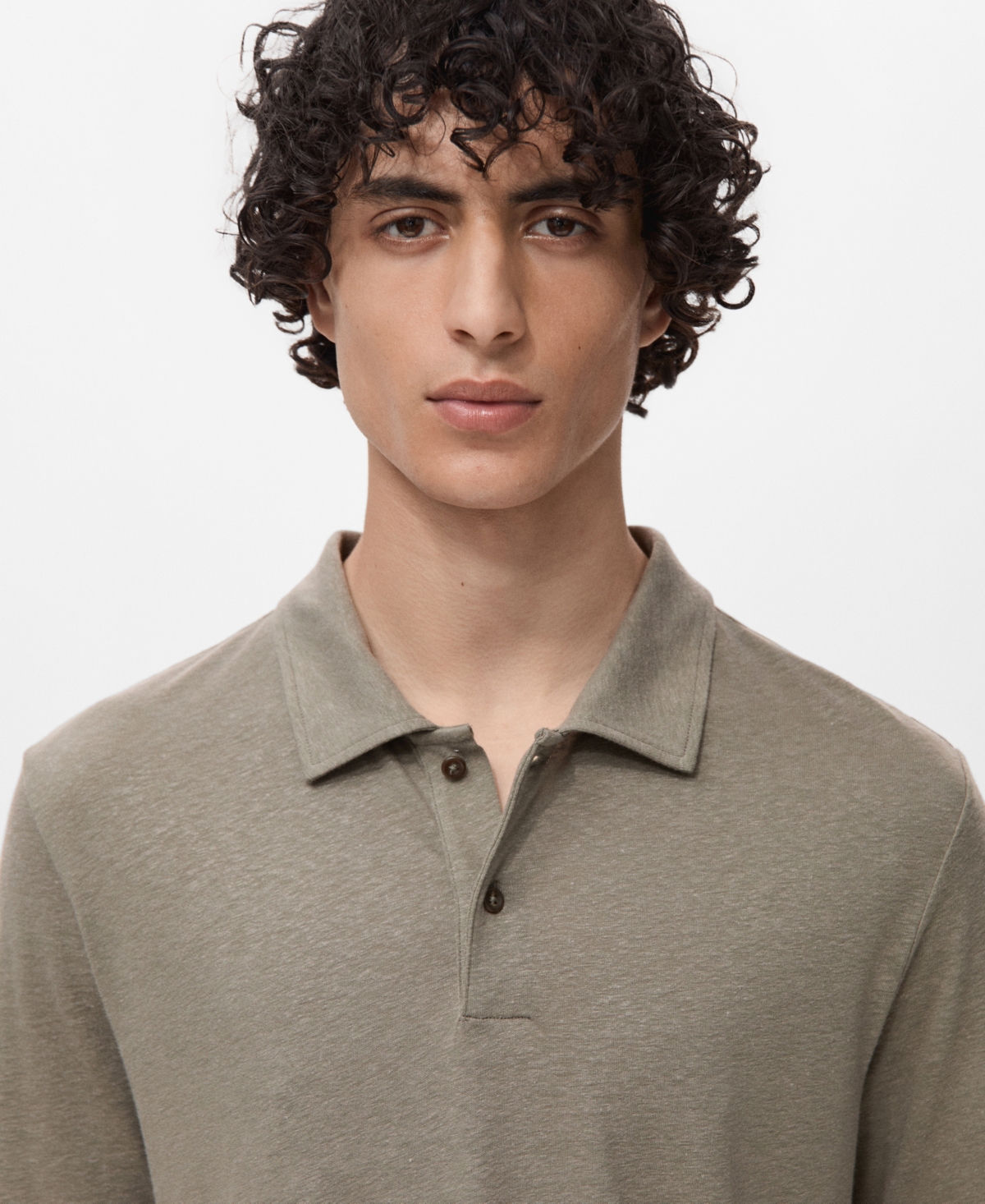 Mango Slim Fit Linen Blend Jersey Polo In Brown