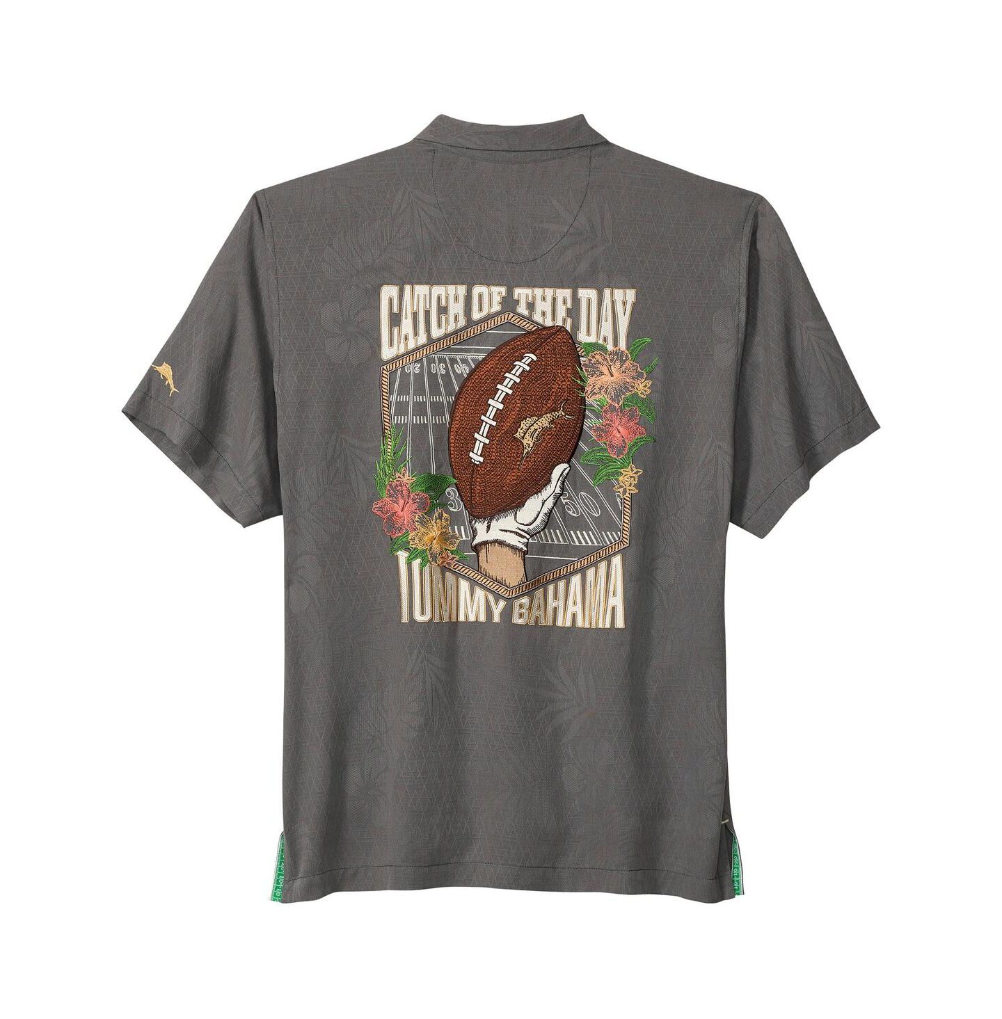 Мужская рубашка Tommy Bahama Gray Nebraska Huskers Catch of the Day Camp IslandZone Button-Up — фото 3