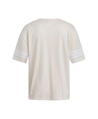 Women's Cream Miami Hurricanes Fashion Three-Stripes Oversized T-Shirt