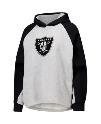 DKNY Women's Gray/Black Las Vegas Raiders Joy Cropped Raglan Pullover Hoodie