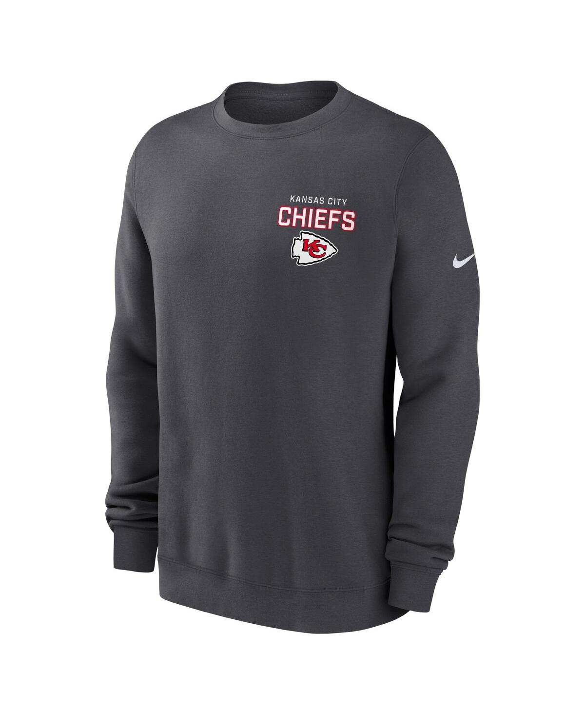 Nike Men's Anthracite Kansas City Chiefs Primetime Club Fleece Pullover Sweatshirt In Gray